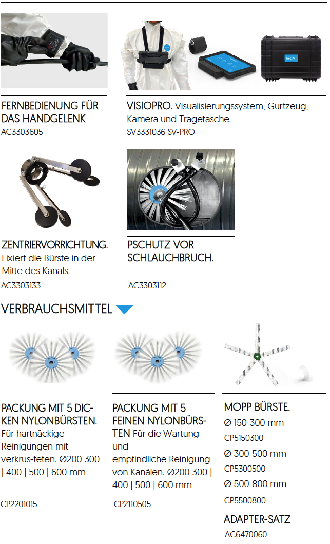 Zubehör für Geräte für Lüftungsreinigung in Büro und Gewerbe