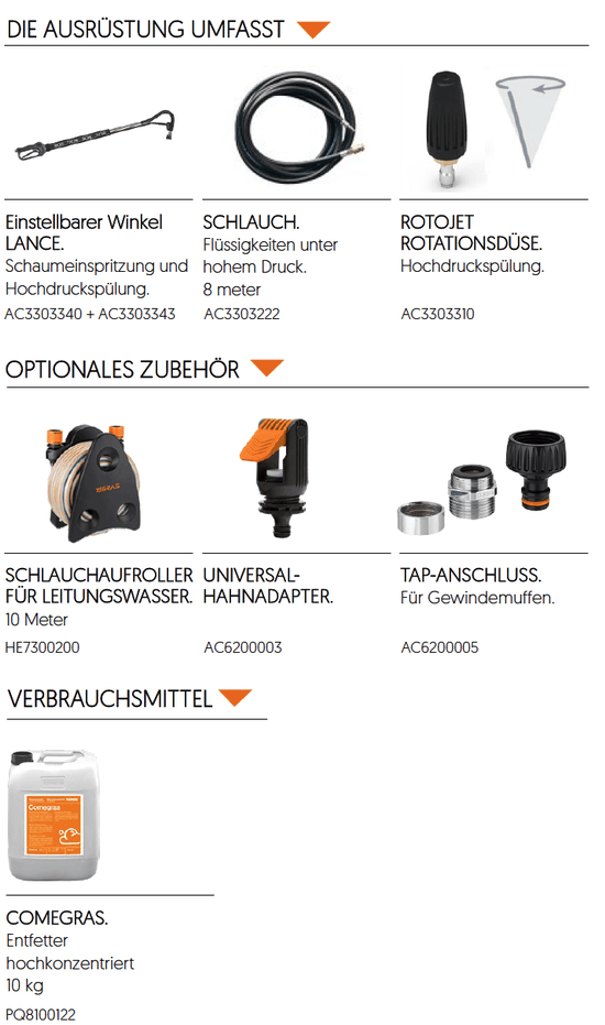 Zubehör für Schaumerzeuger für Dunstabzugsreinigung in Gastronomie und Restaurants