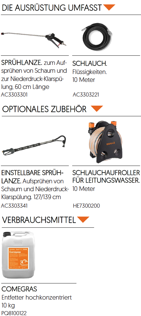 Zubehör für Schaumgerät für Küchenabluftreinigung