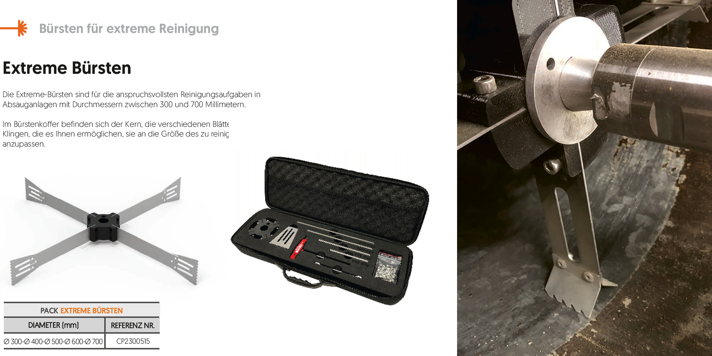 Bürste für extrem harte Verkrustungen in Luftkanal Industrie Gastronomie und Restaurant