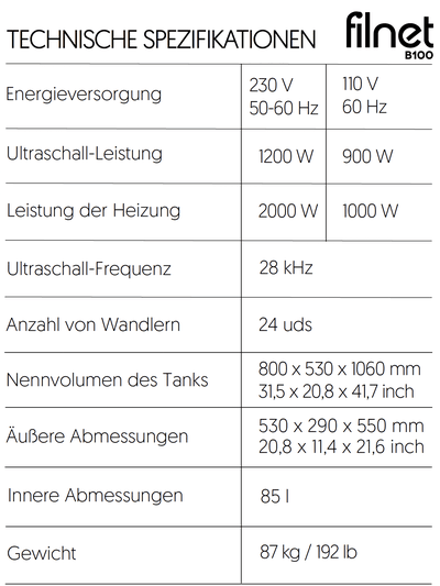 Ultraschall Reinigungssystem für Luftdurchlässe  und Labyrinthfilter in Dunstabzugshauben
